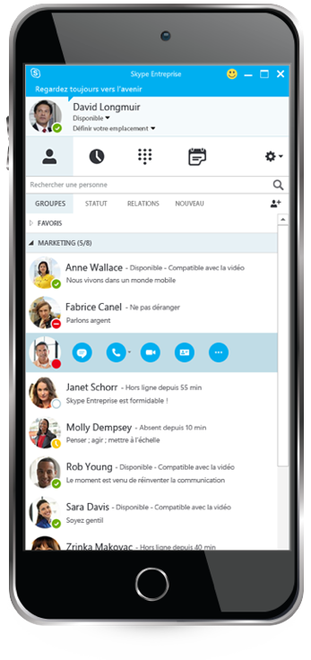 UCaaS Skype Entreprise sur mobile 